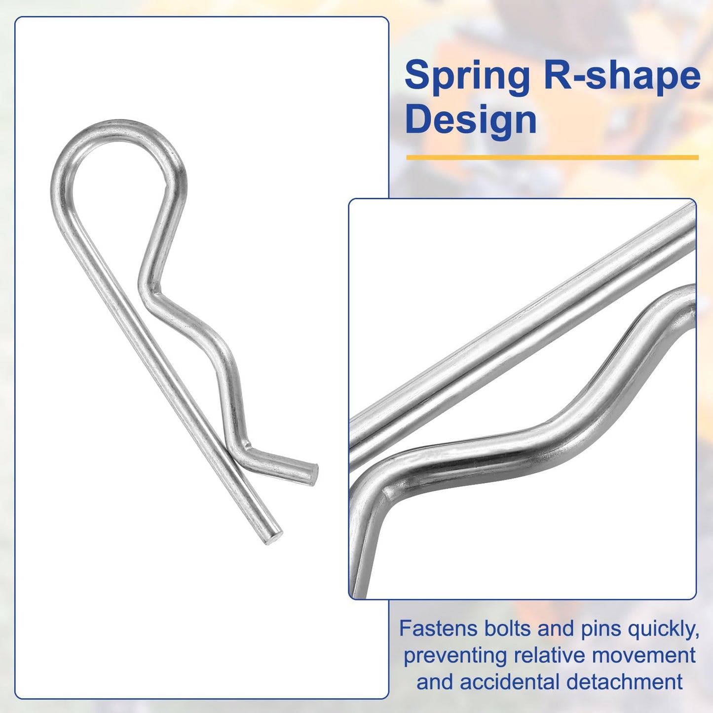 HARFINGTON 20pcs Hitch Pins Clips M2x40mm Cotter Pins Stainless Steel R Clips Spring Retaining for Trailer Locking Mowers Trucks RVs Machinery Heavy Duty Pin Locking Systems, Silver