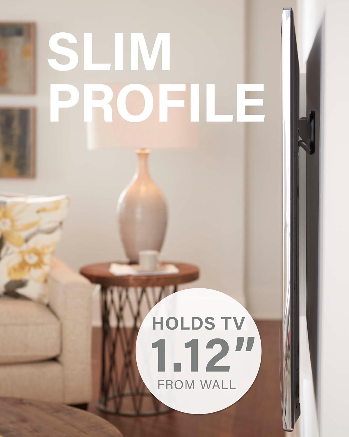 Sanus 22 55 inch No Stud TV Wall Mount - Low Profile to TV Wall Mount with Easy DIY Install - Includes Built-in Safety