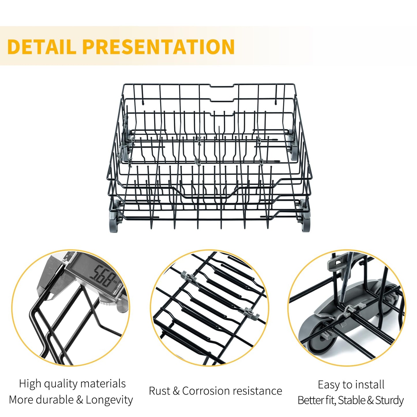 Allstare WD28X25960 Dishwasher Lower Rack Replacement Parts for GE Dishwasher Parts GE Profile Monogram Adora Triton XL Cafe Dishwasher Lower Dishrack Assembly GE Dishwasher Bottom Rack Drawer 1 Pack
