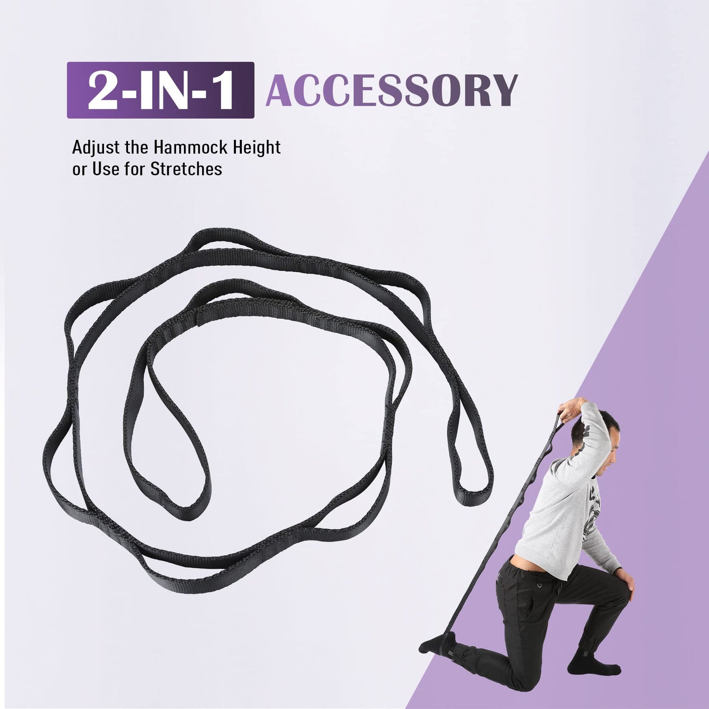 ZELUS Aerial Yoga Swing Sling Strong Yoga Hammock Kit Set Trapeze Inversion Equipment Include 2 Extensions Straps and Ceiling Mounting Kit(Purple)