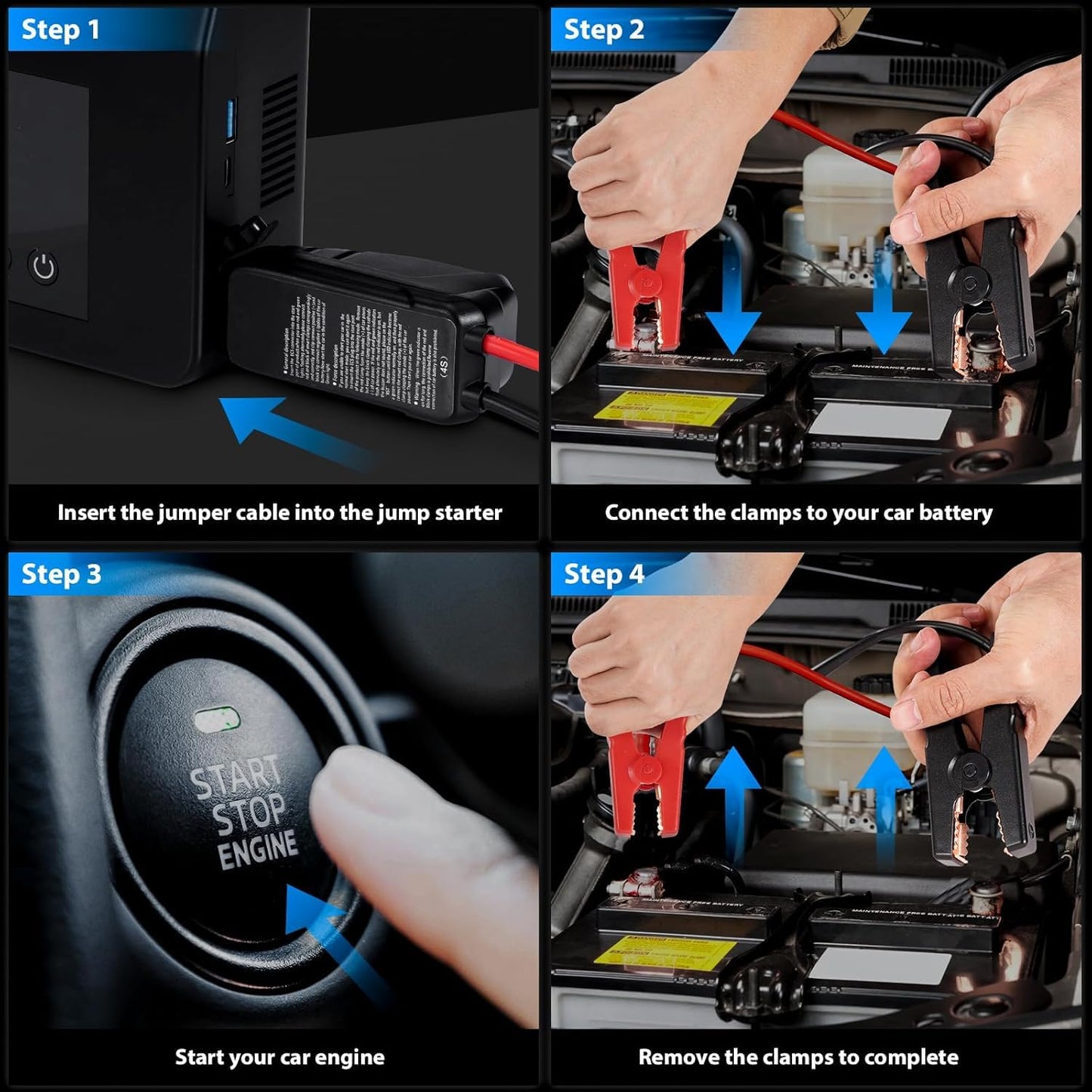 Jump Starter with Air Compressor, 4000A Car Battery Jump Starter(ALL Gas/8.0L Diesel) with 150PSI Tire Inflator 12V Car Battery Jump Power, 15000mAh PowerBank With LED Light, with Type-C Quick Charge.