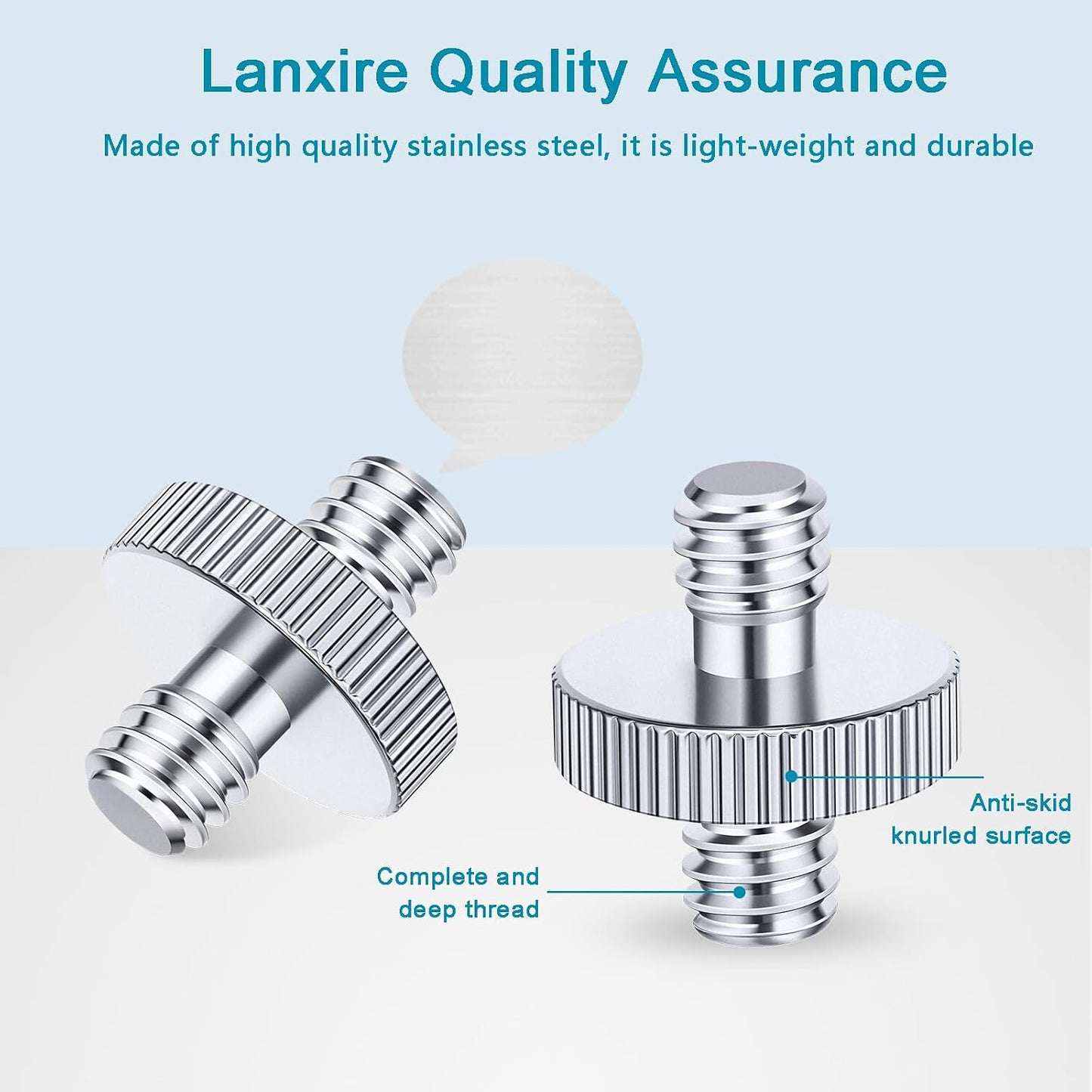 LANXIRE 1/4" 1/4" 2 Packs Male to Male Threaded Tripod Screw Adapter, Double Head Stud Mounting Thread Converter