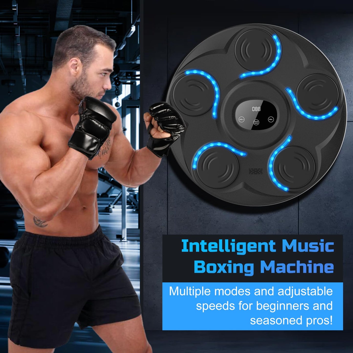 Music Boxing Machine,Bluetooth Smart Traineing with Boxing Gloves,Wall Mounted Music Punching Machine,5/6 Boxing Target Large Size Punching Machine for Adults Kids