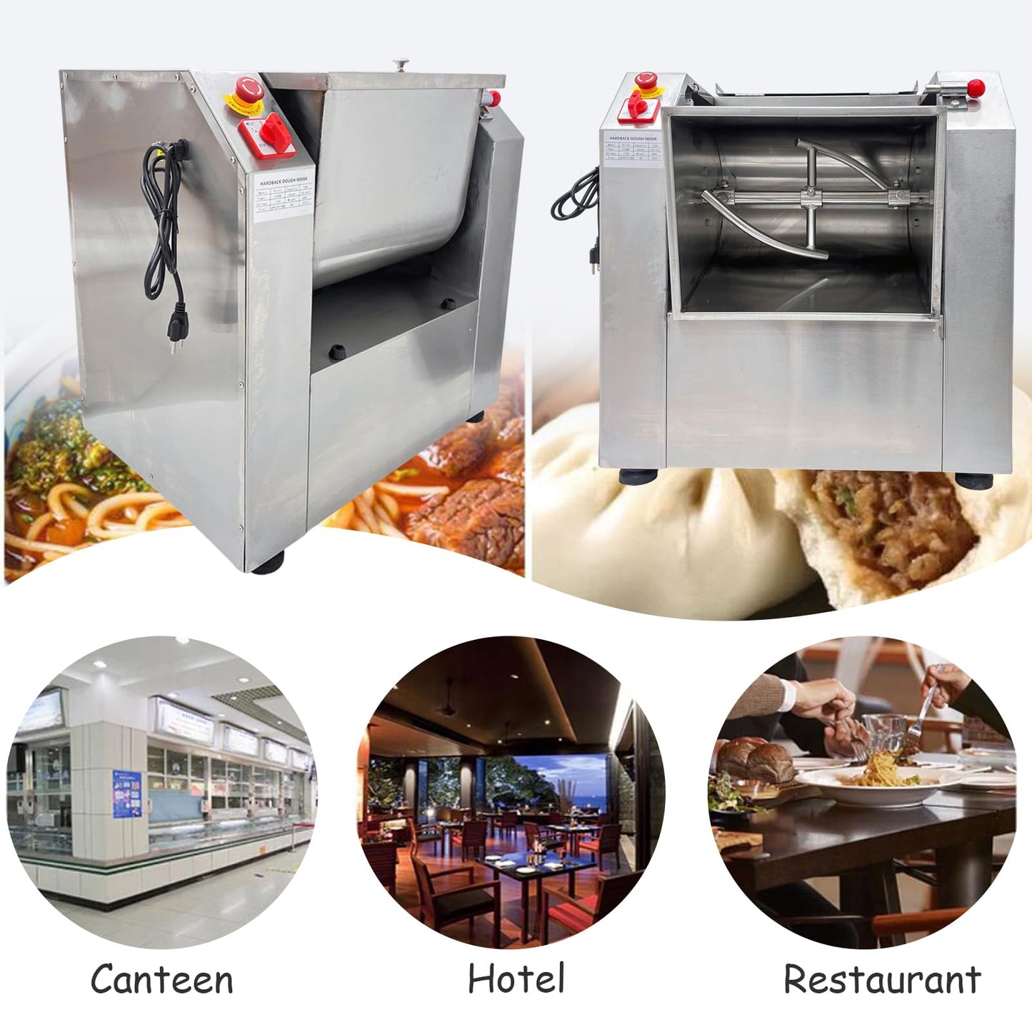 INTSUPERMAI 110V Commercial Dough Mixer Machine 15 KG Kneading Capacity Electric Food Mixer Flour Mixer1500W/2HP for Dough Mixing Kneading
