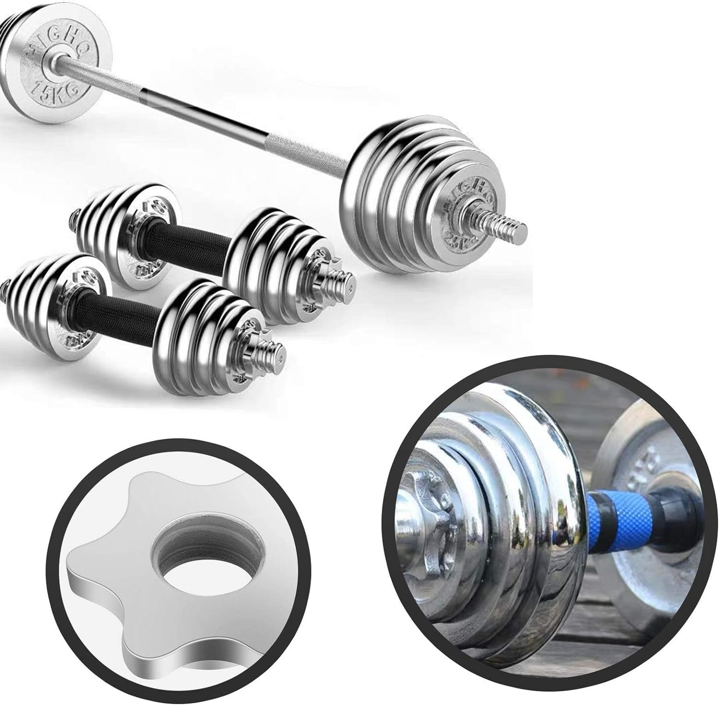 Lamoutor 2Pcs Anti-Slip Hex Nut Collar Screw for Barbell Dumbbell Weight Lifting 25mm+28mm