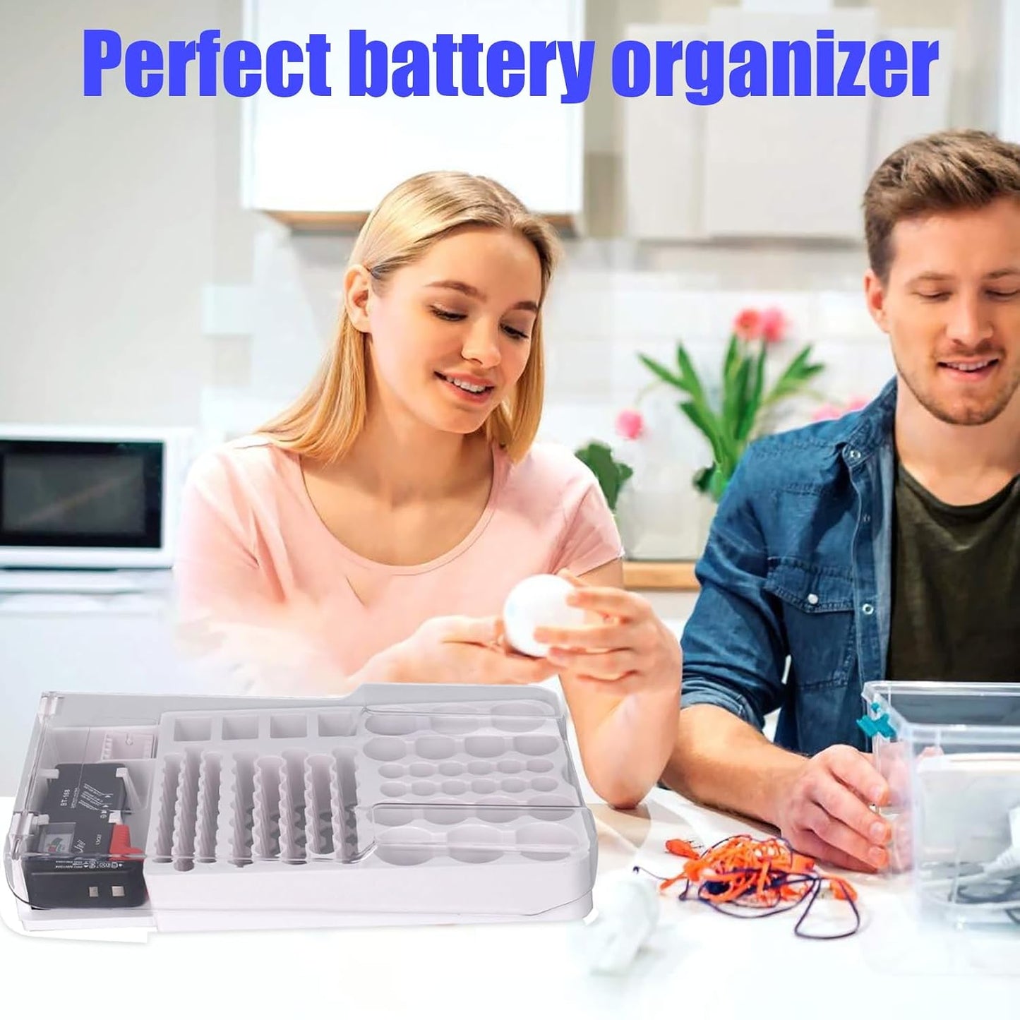 YIHAOSSING 93 Battery Organizer Storage Case with Tester,Clear Lid Battery Storage Organizer,Holds Batteries Battery
