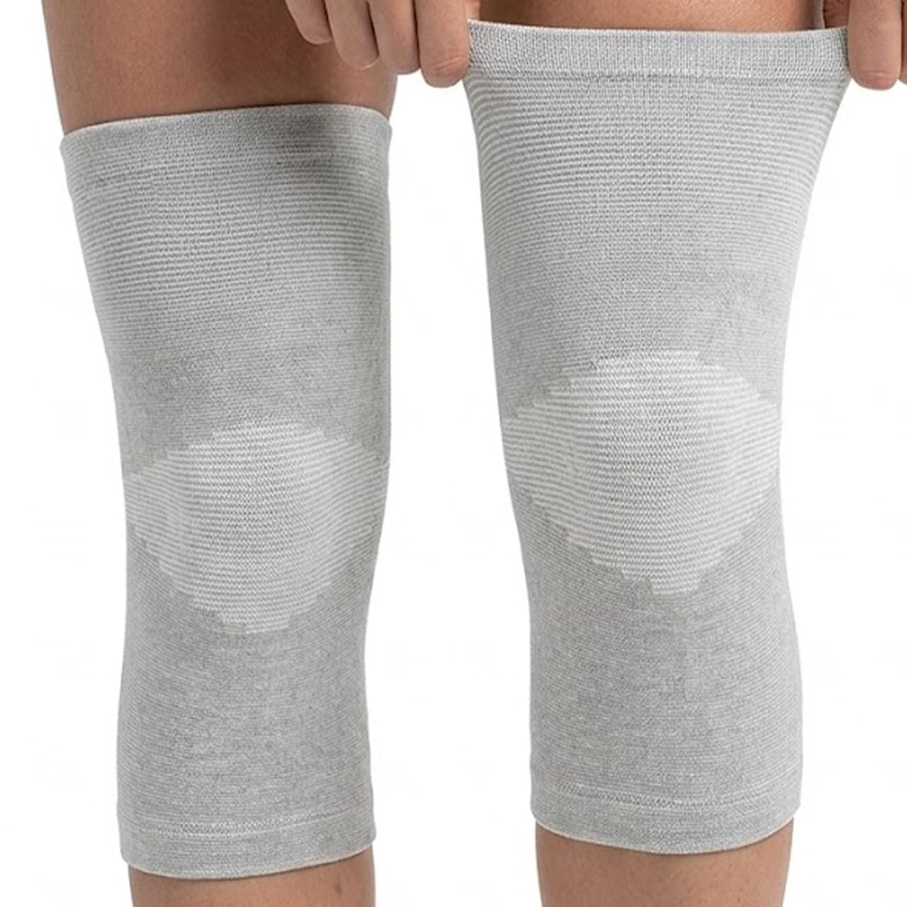 Onecompress - One Compress Premium Rayon Derived from Bamboo Knee Sleeves For Women & Men Original 2-pack(Gray, Large(70-90KG))