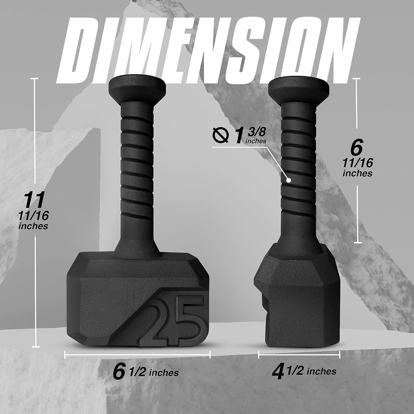 Yes4All 25lbs Hammer Kettlebell Anti Slip Handle Workout for Macebell Weights Exercises, Special Shape Kettlebell Push up, Handle Grip Strength Training Equipment