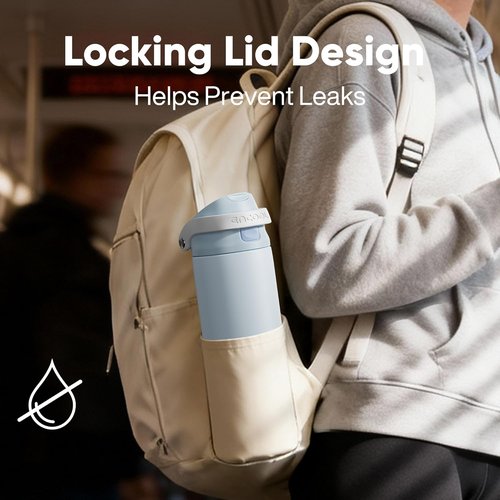 ENCOOL Insulated Water Bottle - Leakproof Dual-Sip Design for Work & Gym | 24 oz, Jet Black