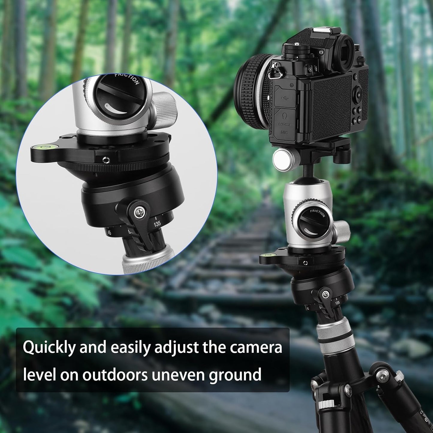 Leftfoto 360 15 10kg/22lbs Precision Tripod Leveling Base Plate Half Ball Leveler with Rotation and +/- Tilt Compatible