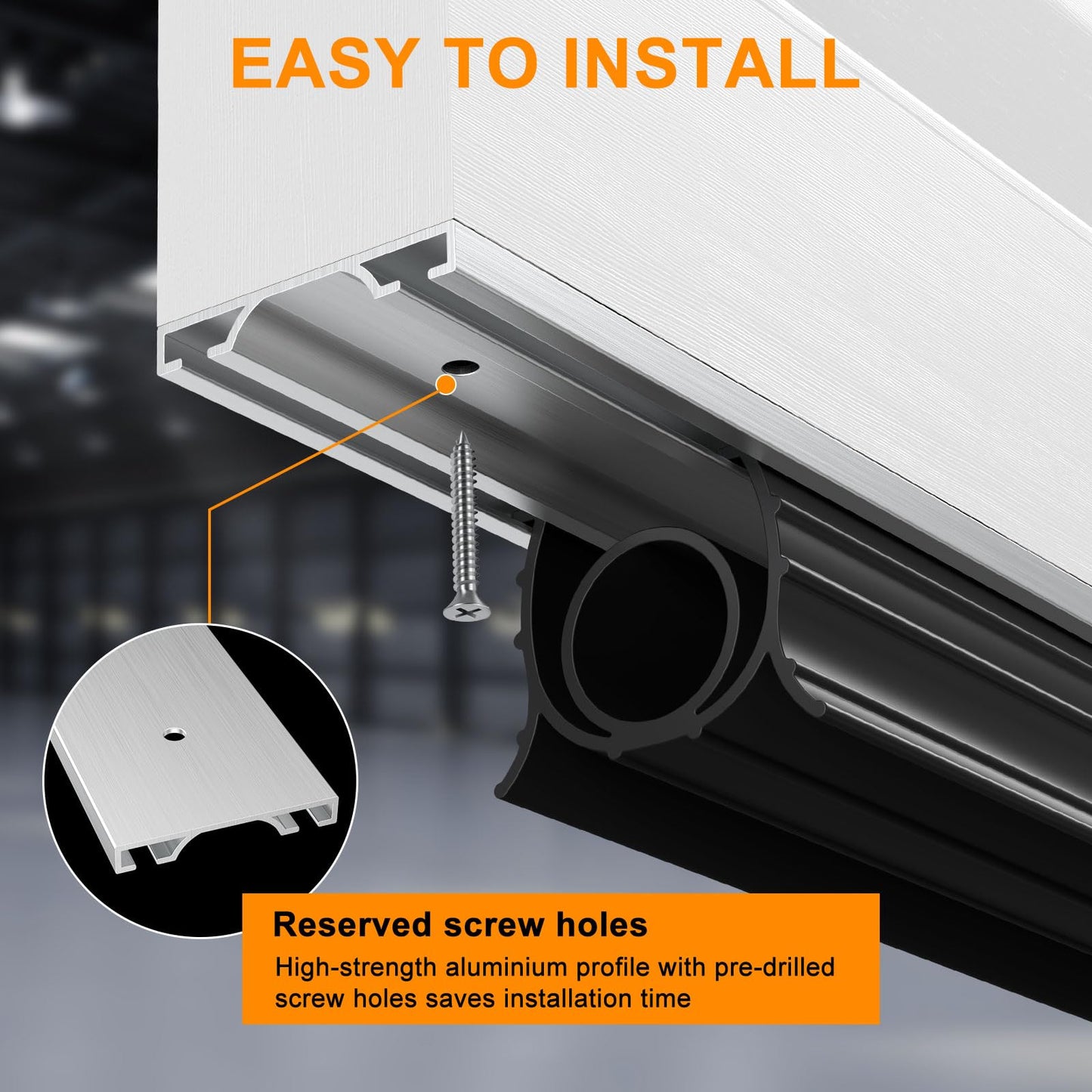 Garage Door Seals Bottom Rubber, with Aluminum Track Retainer Kit, 3-Sided Weatherproof Seal, Three Layers of Protection Available, Garage Door Bottom Seal 16 Ft, Easy to Install (Black)