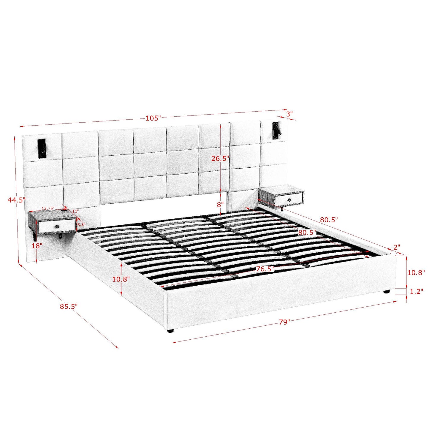 KEIKI King Size Storage Velvet Upholstered Hydraulic Lift Platform Bed with 2 Shelves, 2 Reading Lamps and USB Port, Modern King Bed Frame with Headboard, Space Saving, Black