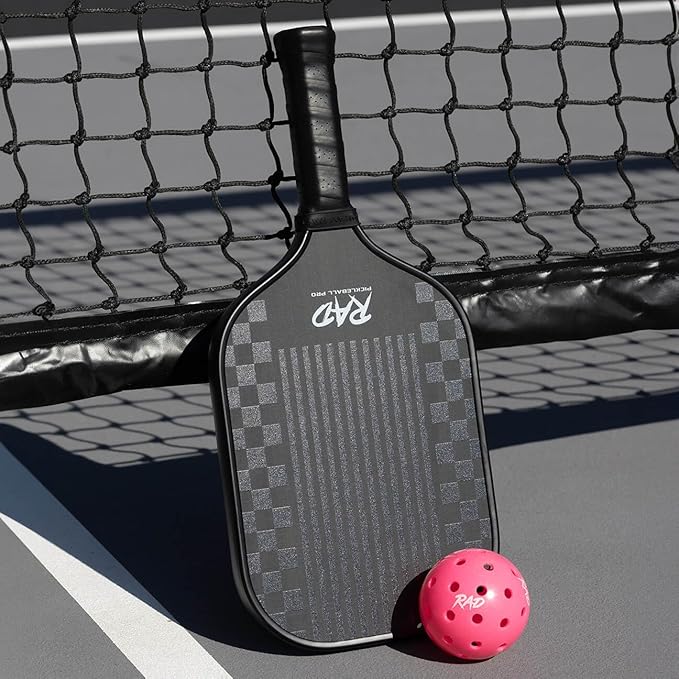 RAD Pro Pickleball Paddle Set – USAPA Approved – T700 Carbon Fiber Surface & 16mm Full-Cell Polypropylene Honeycomb Core for Power & Control – Includes Outdoor Pickleballs & Tote Bag