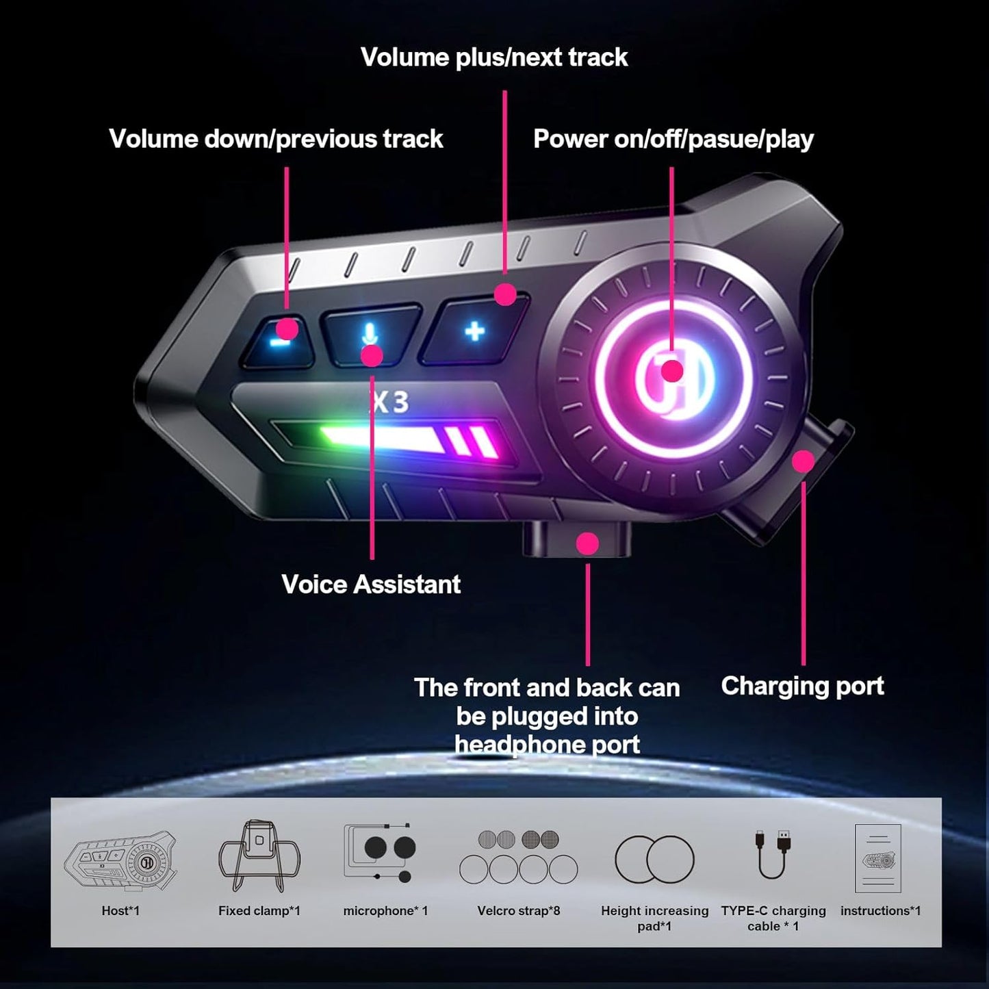 YYTFY Headset IPX67 5.3 /1200mAh Headset Motorcycle Bluetooth with Voice Assistant,Helmet Speakers Waterproof