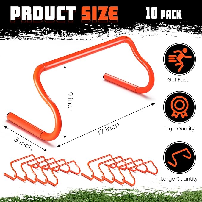Wettarn 10 Pcs Speed Agility Training Hurdles Detachable Durable Hurdle Agility Plyometric and All Purpose Speed Training Equipment for Athletes Soccer Basketball