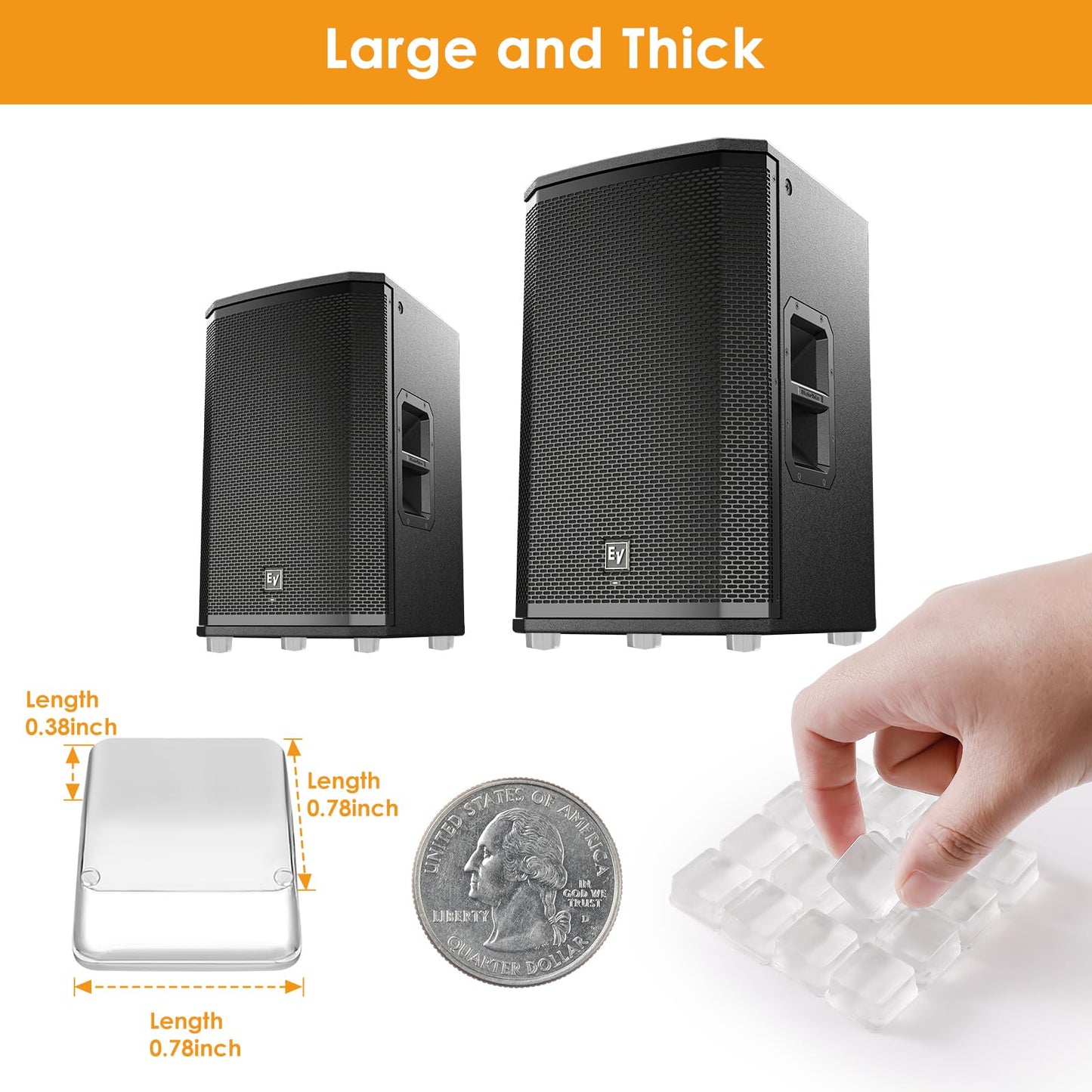 Rubber Feet for Cutting Board, 20PCS Rubber Bumpers Self Adhesive, Clear Rubber Bumper Pads, Square Adhesive Bumper Pads for Speakers, Laptop, Appliances 0.78" x 0.38"