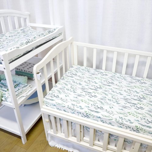 DILIMI Fitted Crib Sheet - Ultra-Soft Baby Sheet for Standard Crib & Toddler Mattress | Green Leaf Design
