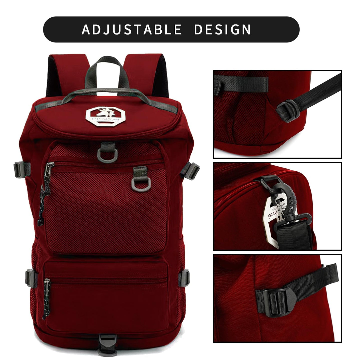 JYColofex gym duffel bag backpack, Solid color wrestling bag,with shoe compartment, 4 kinds of back method waterproof travel sports walking laptop Lightweight (B-Magenta Red)