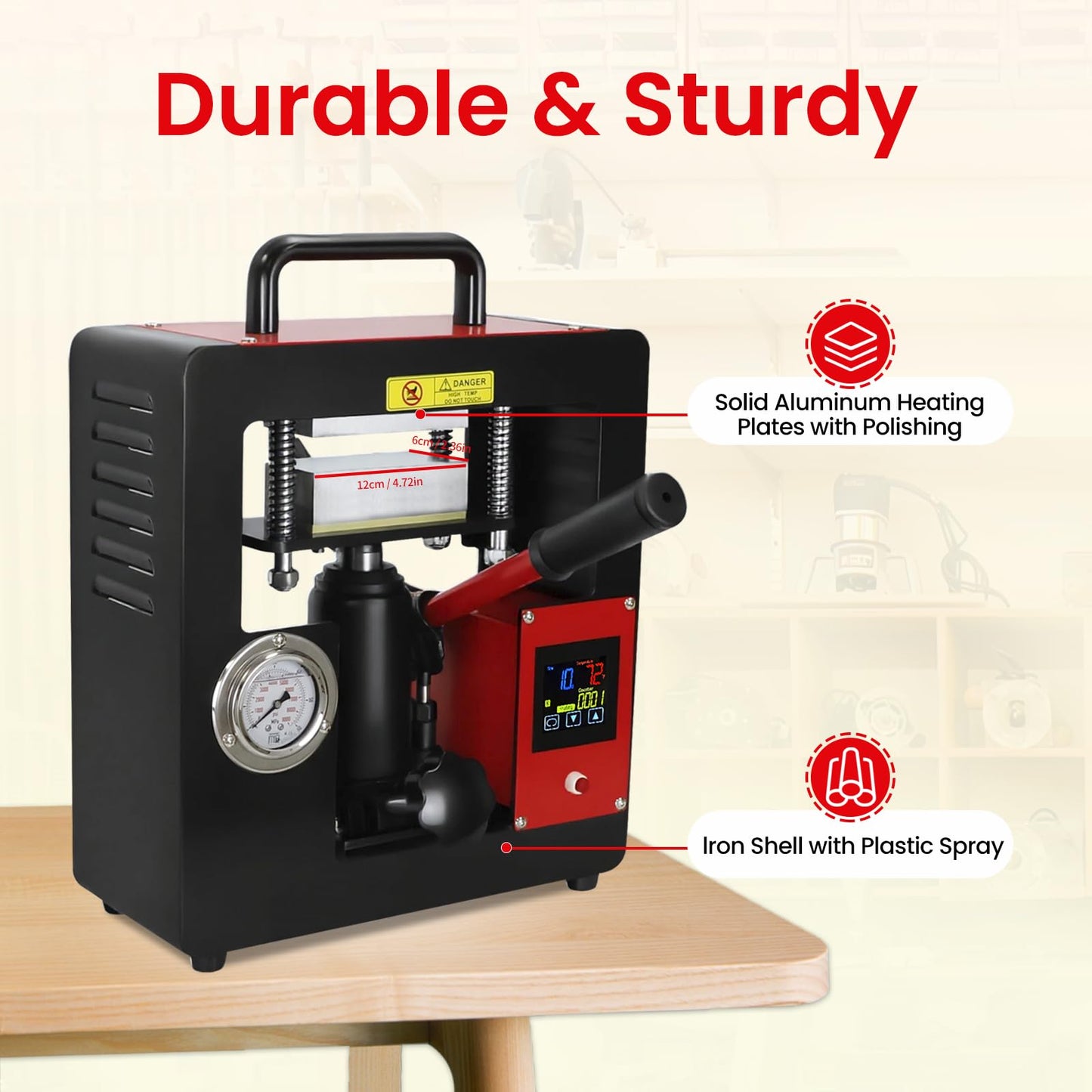 10 Ton Hydraulic Heat Press Machine,2.3 x 4.7 Inch Dual Heating Plate,Fast Heating Jack Heat Press w/LCD Time Temp Controller, Multifunction Heat Press for Printing Textiles Pressing Oil
