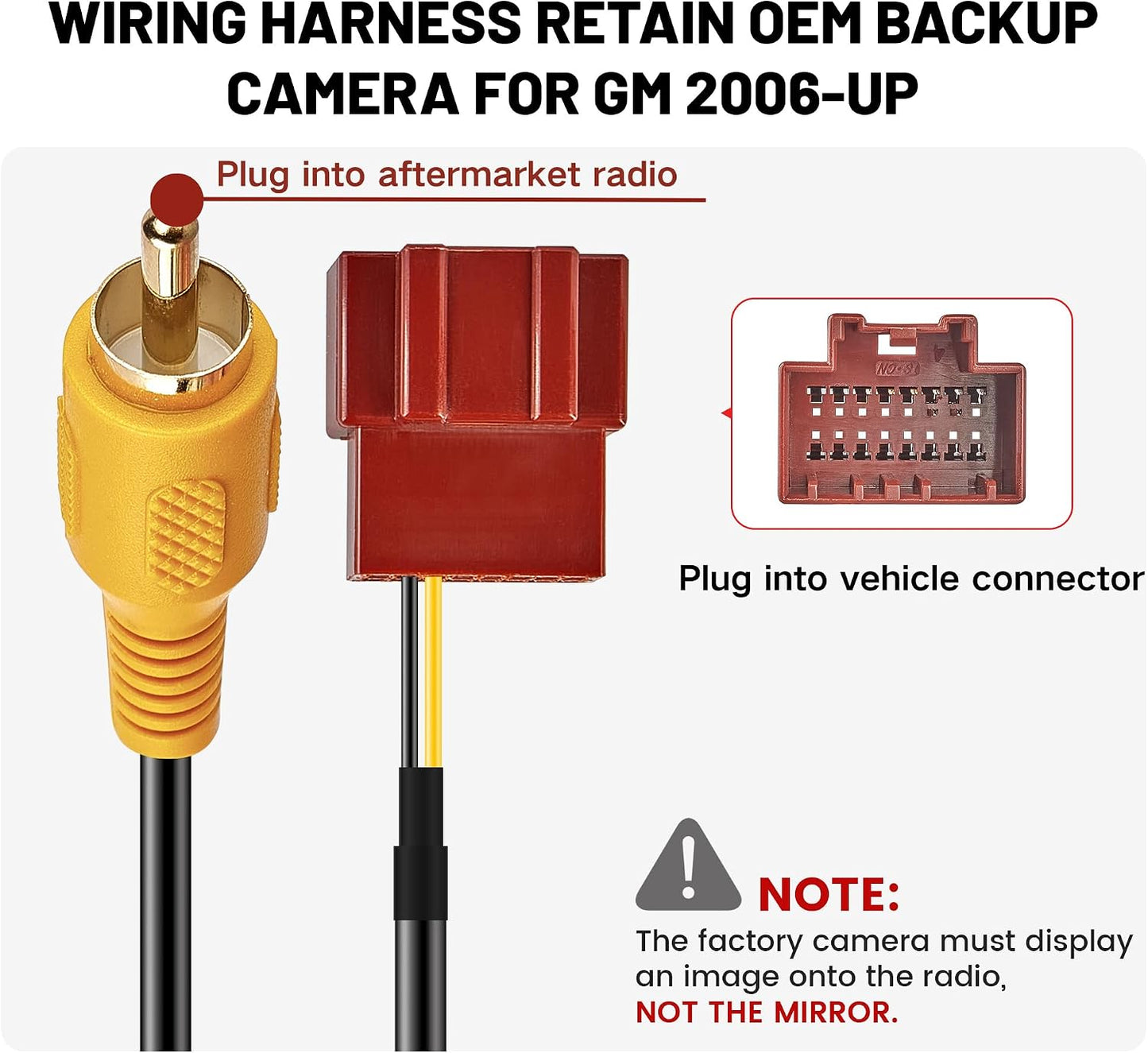2012-2013, 2008-2017 RED WOLF Car Stereo Backup Camera Harness W/RCA Plug for Non NAV Chevy Avalanche Tahoe Suburban