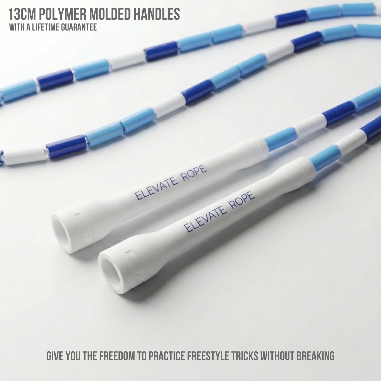 Elevate Rope Professional Beaded Jump Rope - 3m Adjustable, Quality Beads & Poly Cord - For Freestyle, Cardio & Tricks - All Levels & Indoor/Outdoor Use (Storm)
