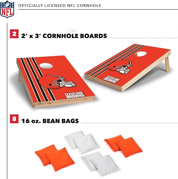 NFL 2' x 3' Solid Wood Cornhole Set with Direct Print HD Team Graphics – Great Gift for Any Football Fan! Bean Bag Toss Family Outdoor Games