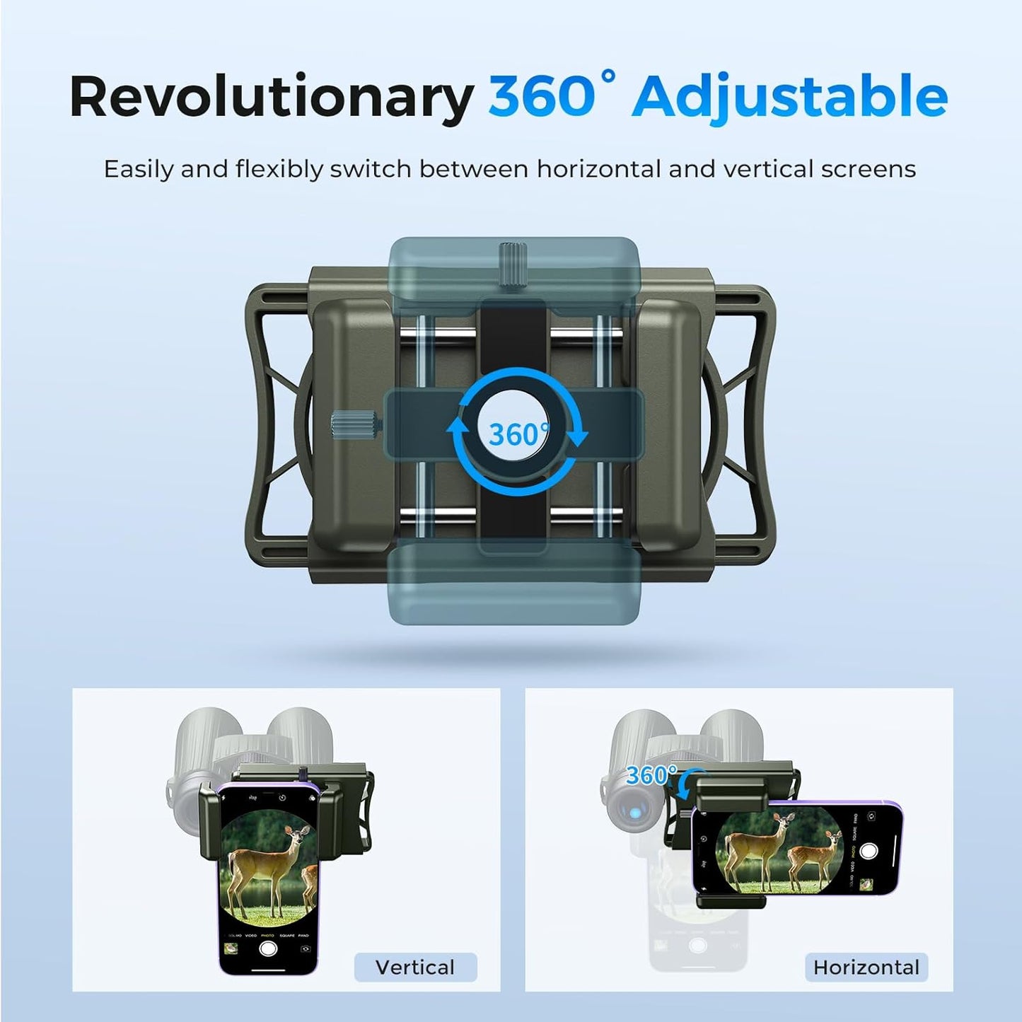 Evil eye 360 Upgraded Telescope Phone Adapter, Rotatable Binocular Photo Adapter for Android & iPhone,Smartphone Holder