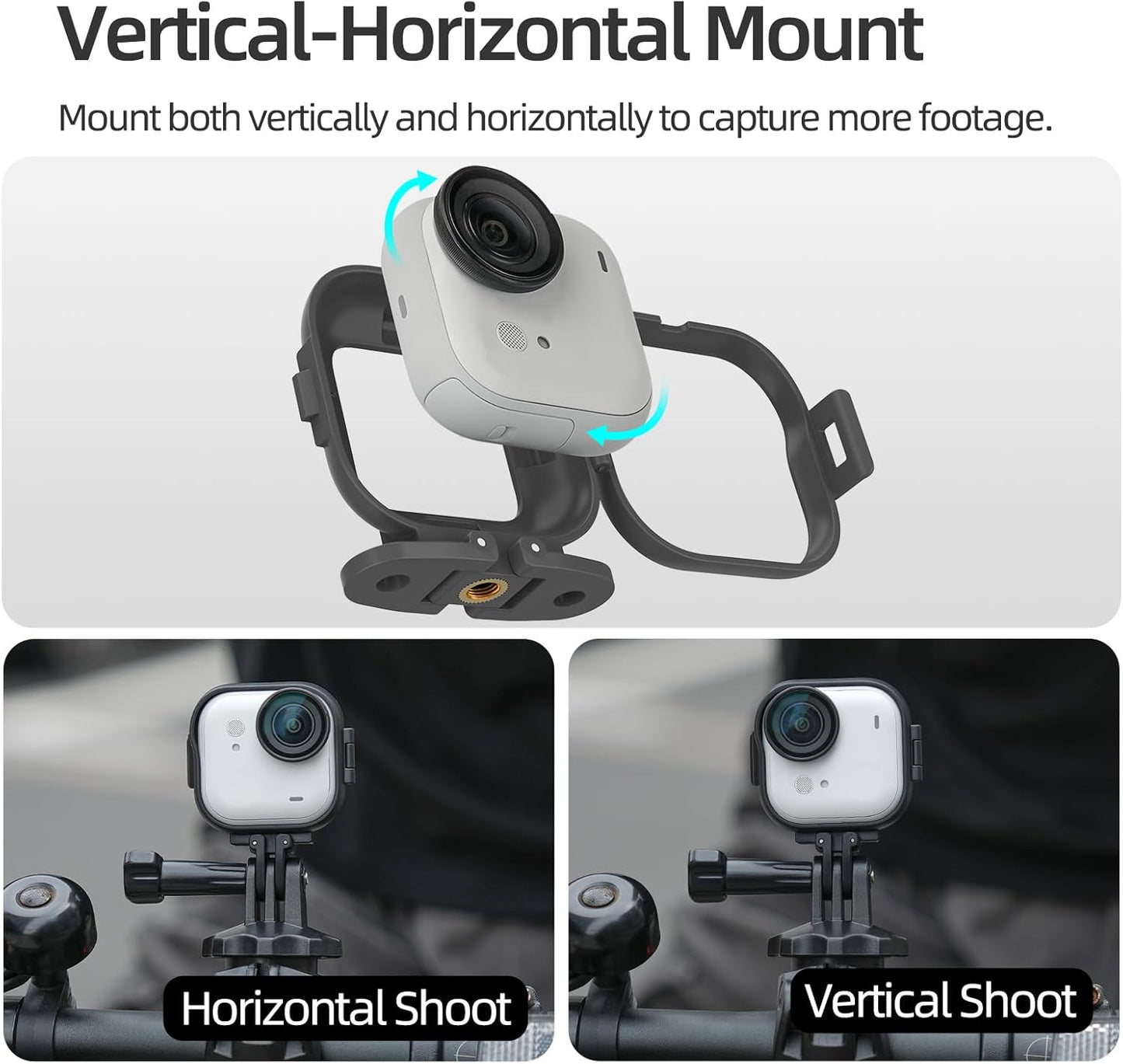 Sinyutia Insta360 1/4" Backpack Camera Cage for Go Ultra Accessories, Vertical Horizontal Extension Frame Adapter Mount