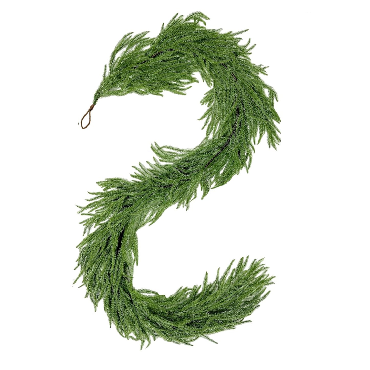 Tirdkid 2 Pack Christmas Garland Table Garland Real Touch Norfolk Pine Garland, 12ft Artificial Faux Greenery Garlands for Wedding Mantle Indoor Home Decor Xmas Holiday Seasonal