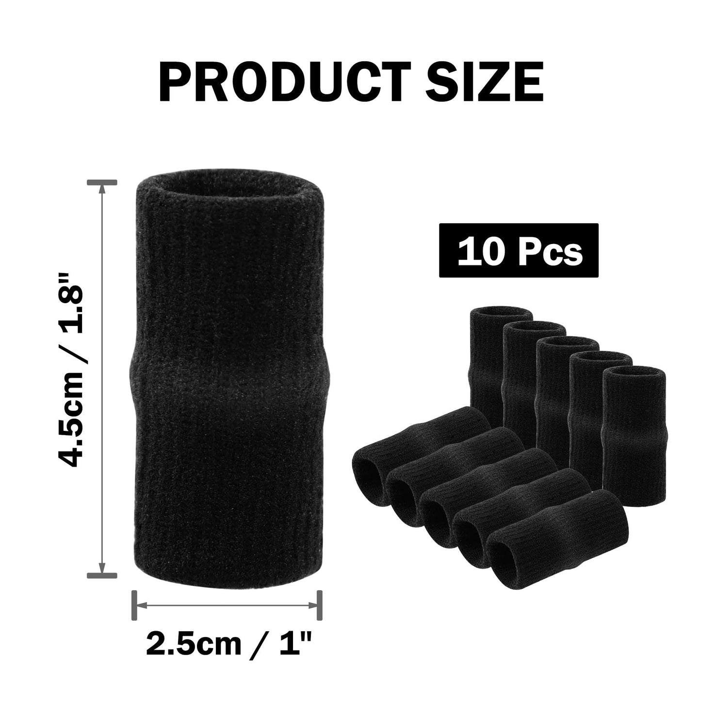 uxcell 10PCS Sport Finger Sleeves Protectors, Elastic Thumb Brace Compression Covers for Trigger Finger, Breathable Finger Splints Support for Relieving Pain 1.8" × 1"