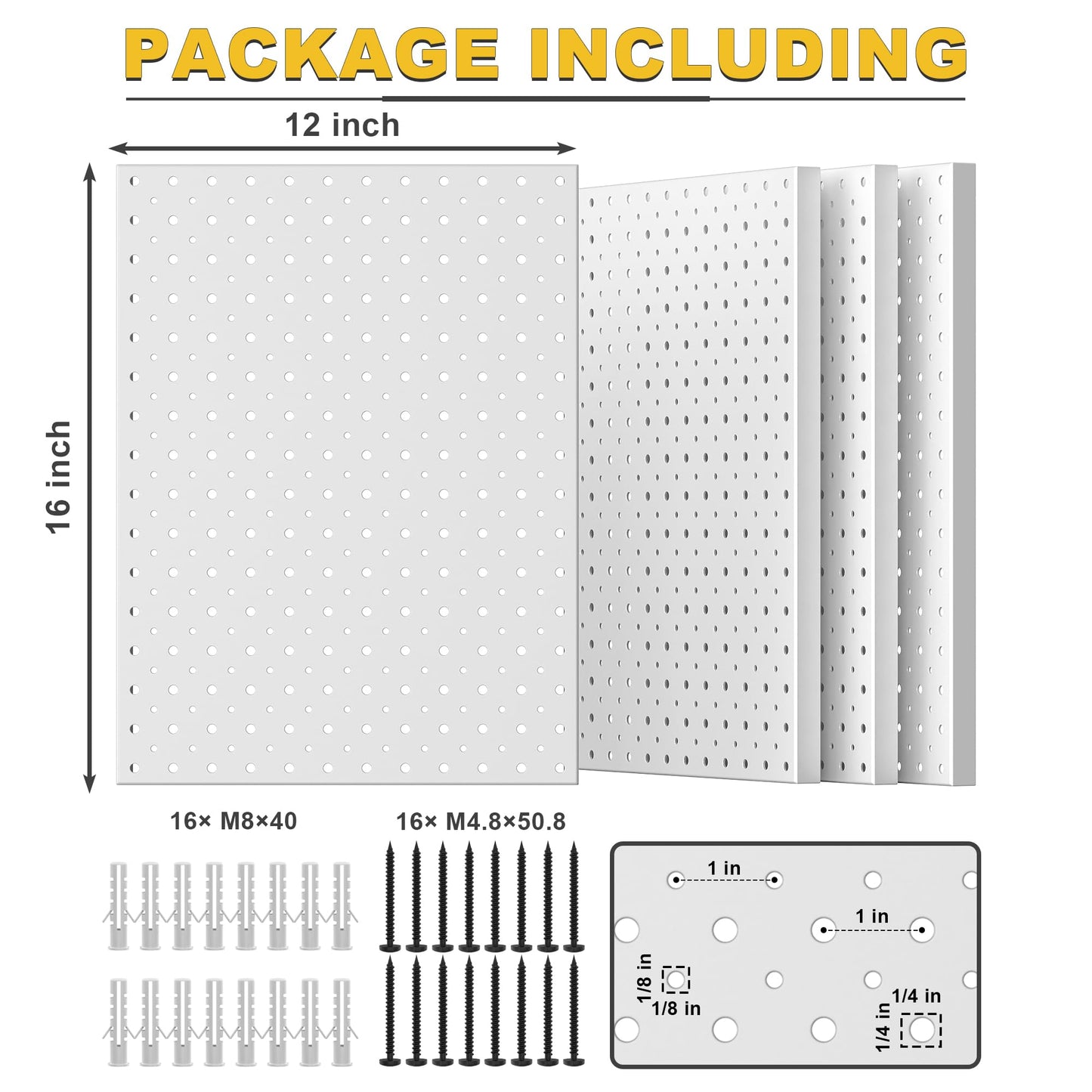 Ultrawall Metal Pegboard Panels, Pegboard Wall Organizer, Peg Boards for Wall, Garage Tool Storage Organization, 12"X16", 4pcs, Gray