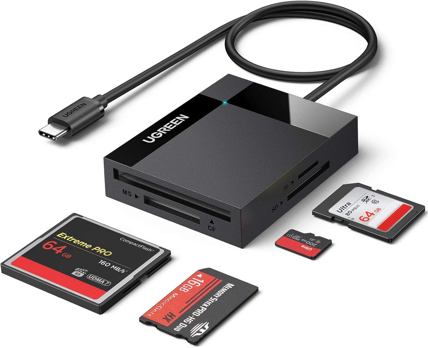 UGREEN 4-in-1 15, USB C SD Card Reader Memory Card Adapter External SD Micro SD MS CF Compact Flash Camera Card Reader