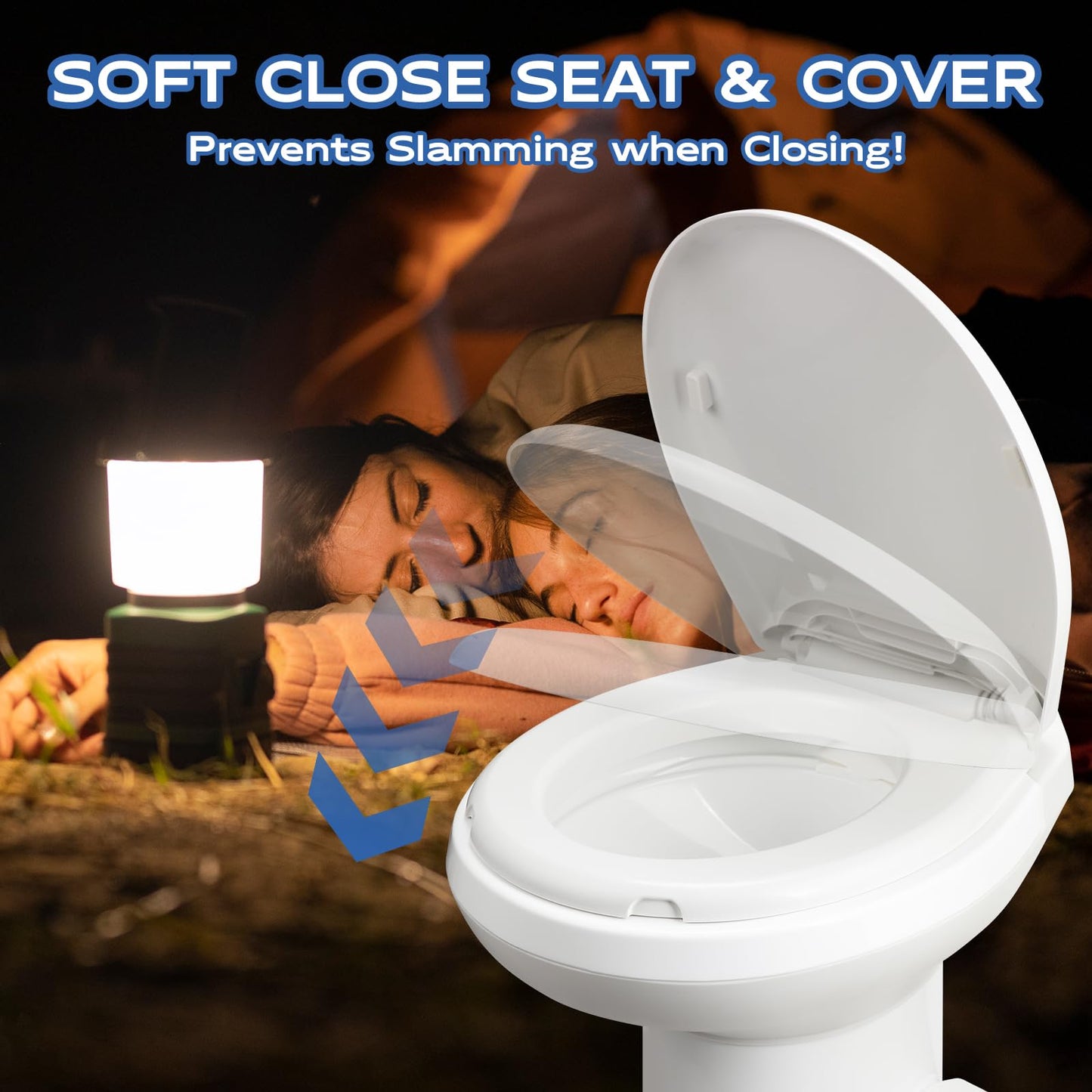 Gravity Flush RV Toilet, White, ABS Plastic with Foot Pedal Flush Mechanism, Standard Height, RV-Specific Model