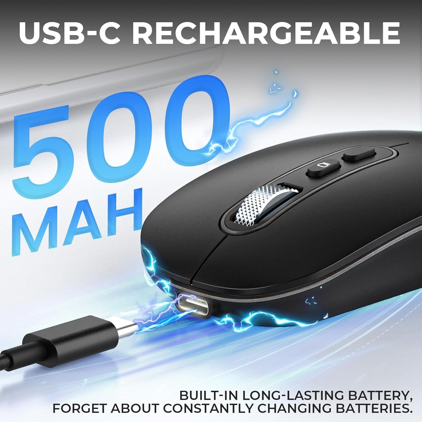 RaceGT USB C Wireless Mouse, Rechargeable Dual-Mode Mouse(Type-c and Bluetooth), Silent Bluetooth Mice for MacBook