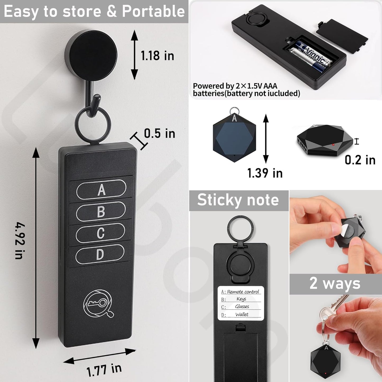 Luubom 1 4 80dB+ 164ft Key Finder Transmitter Receivers, Wireless Item Locator Range for Keys Remote Pet Collar
