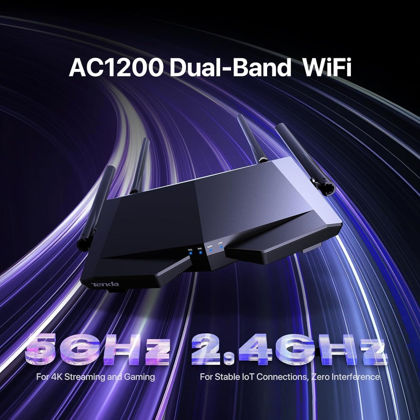 Tenda AC1200 4 100 IPv6 Controls(AC6) Smart WiFi Router, High Speed Dual Band Wireless Internet Router with Smart APP
