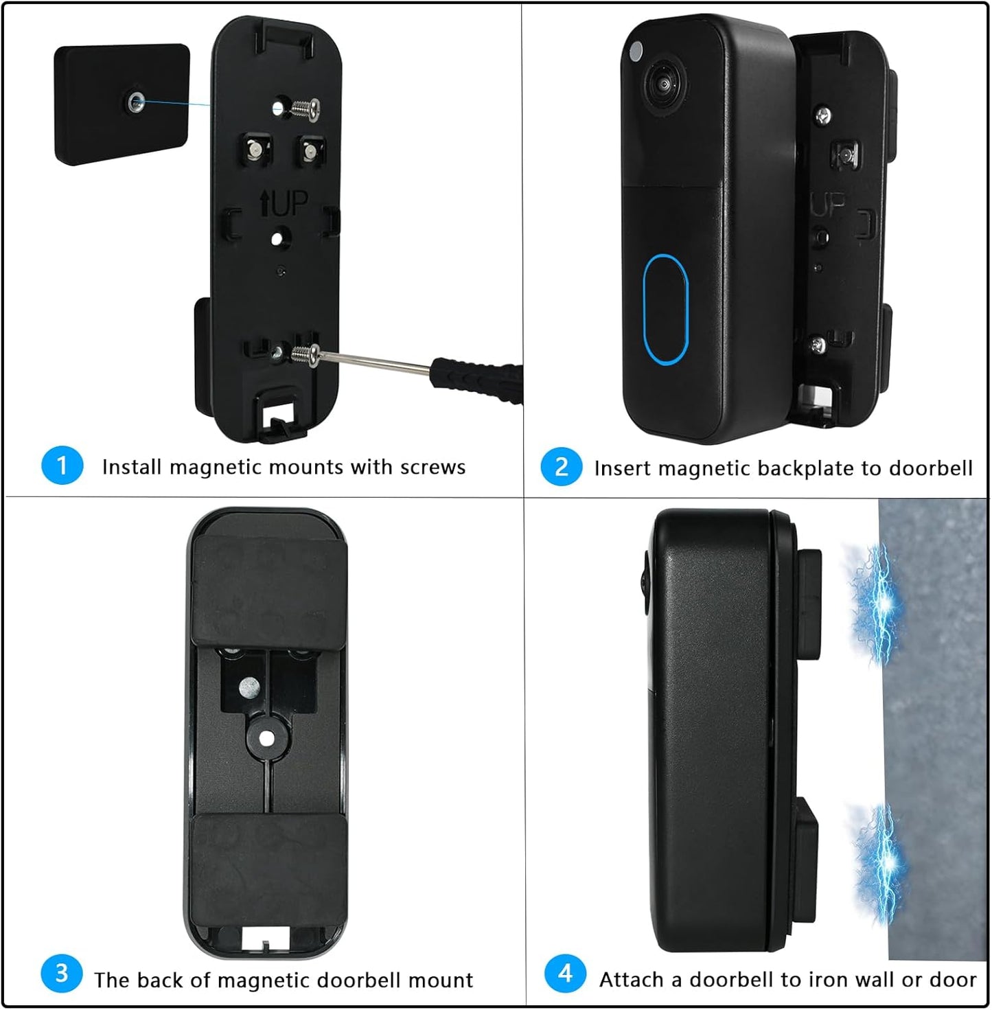 2PCS Doorbell Magnetic Mount Compatible with Blink Doorbell (New-est Model), Doorbell Secure Hold for Iron Doors