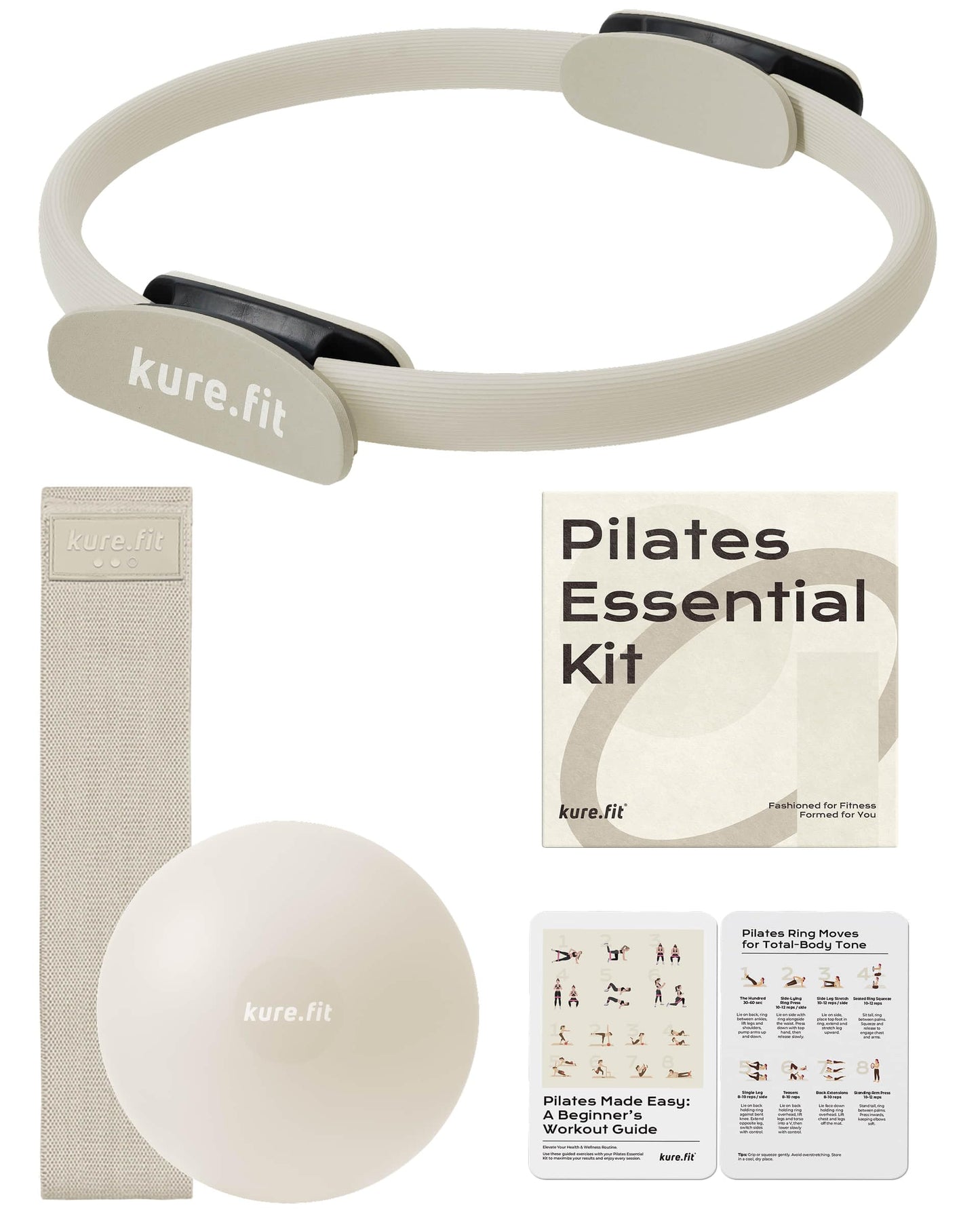 kure.fit Pilates Kit for Women – Home Pilates Equipment Set with Ring, Ball & Resistance Bands | Pilates Starter Kit with Accessories in Gift Box