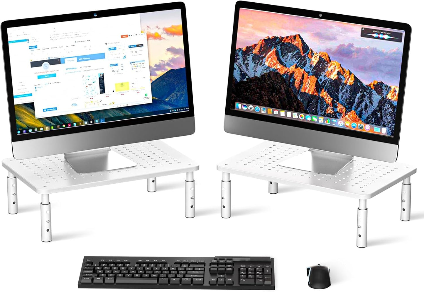 Riser,3 370X235MM 2 Packs,White Bracwiser Monitor Stand Level Height Adjustable Desktop monitor stand for Computer