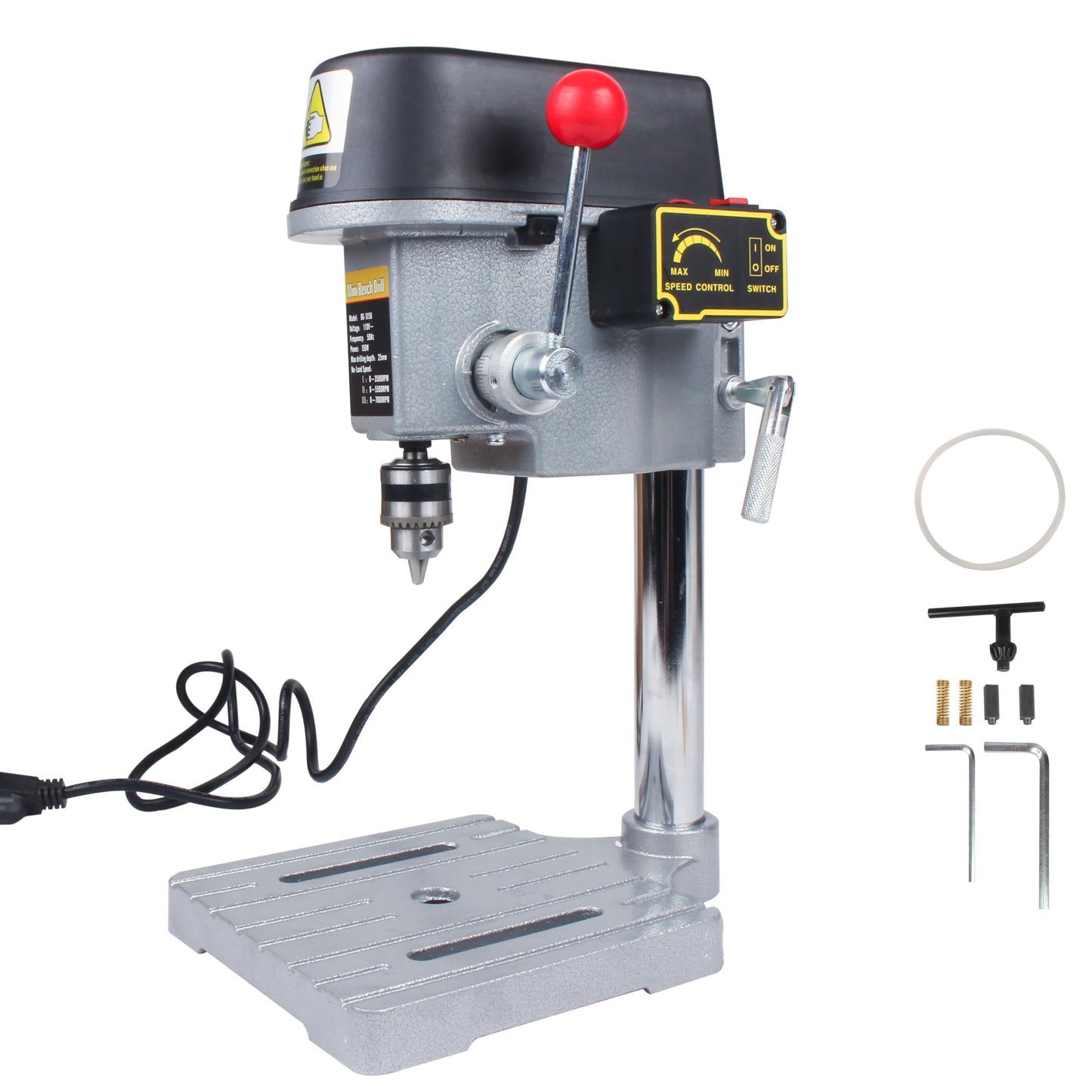 RATTMMOTOR Benchtop Drilling Machine 340W 110V 16000RPM Mini Bench Drill Press 25mm Stroke Drill Chuck 0.6-6.5mm Multi-Function Drilling Milling Machine