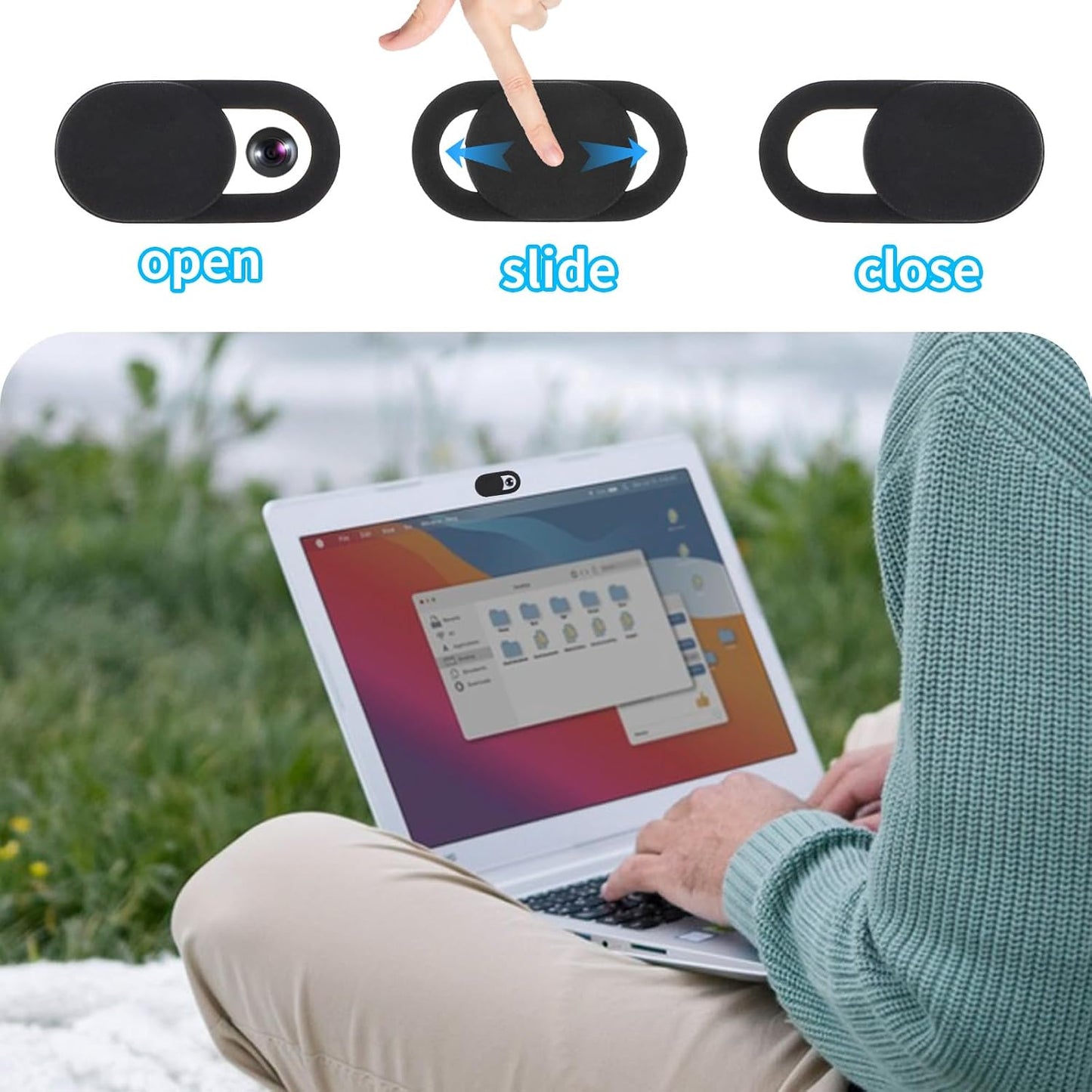 Amabro 8PCS Webcam Cover Slide, Thin Phone Camera Cover Laptop Computer Camera Cover Slide Blocker Slider Lens Cover