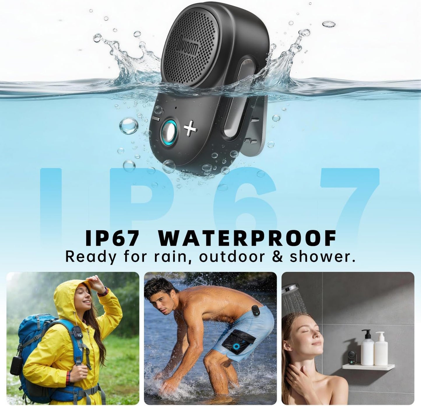 Divoom IP67 10H Itour-S Wearable Bluetooth Speaker, Waterproof Dustproof, Portable Small Clip-On Bluetooth Speaker