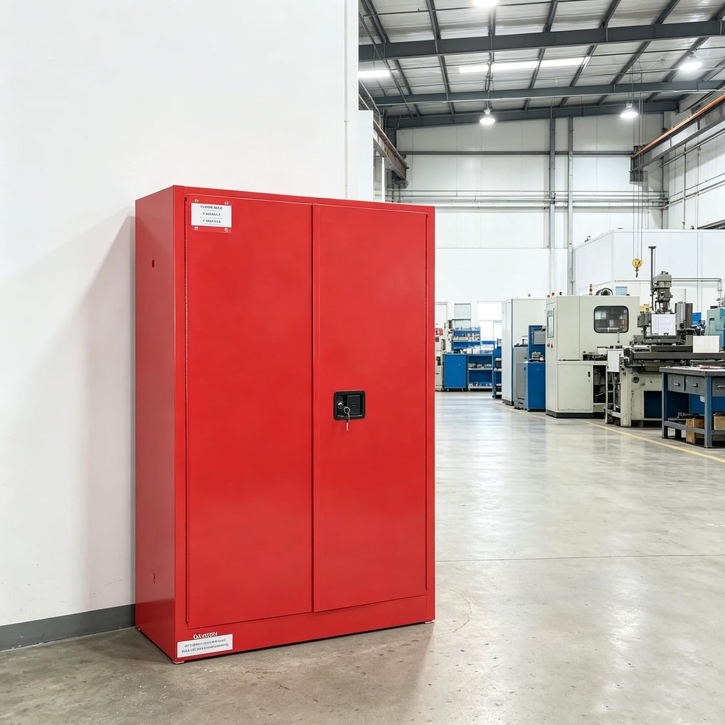 EliteEdge 45 Gal Flammable Safety Cabinet, 43" x 18" x 65" Galvanized Steel Industrial Flammable Liquid Storage Cabinet with Adjustable Shelves, Fireproof Double-Wall Design, Manual Close Doors, Red