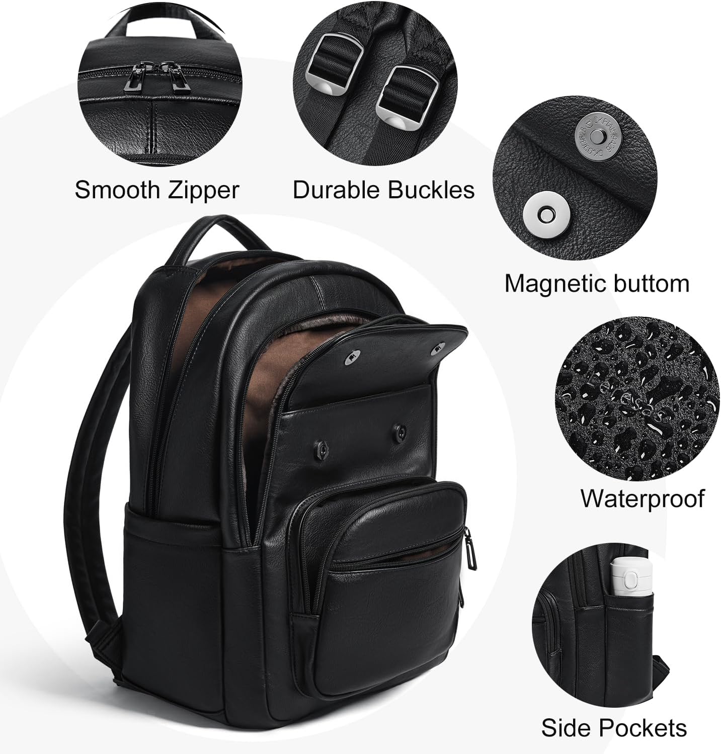 37L Backpack Pack Backpack Leresas Purse for Women Mens Work Travel Teacher Back Laptop Business Vegan Leather Fashion