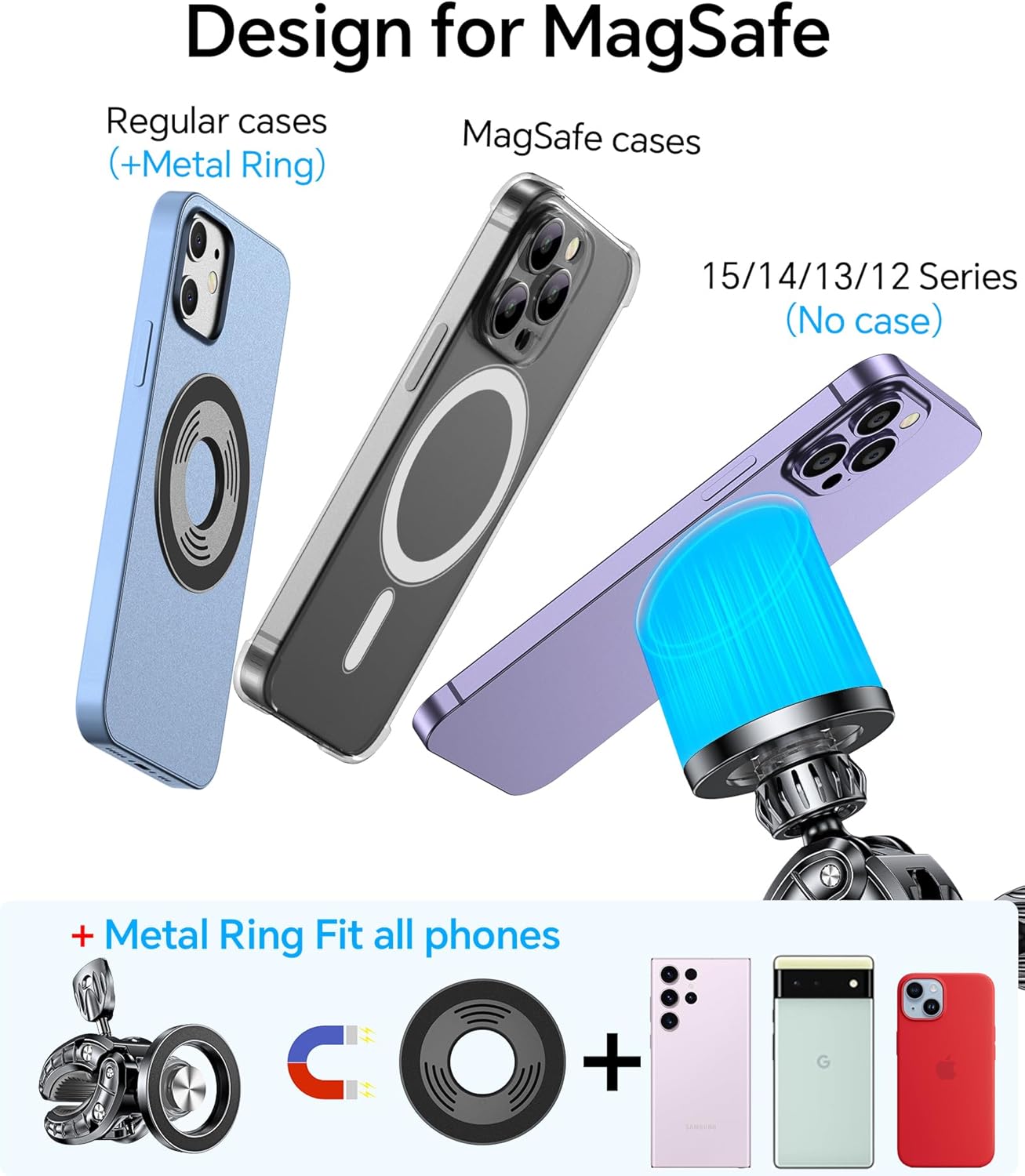 Coolpow 17 16 15 14 Gym Magnetic Phone Holder Mount for MagSafeStrong Magnets Stroller Phone Holder Adjustable Stand