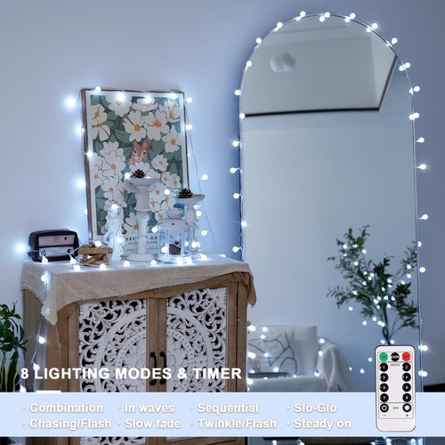 JMEXSUSS Globe String Lights - 100 LED Waterproof Fairy Lights | 33FT Battery Operated with Remote for Indoor & Outdoor Decor