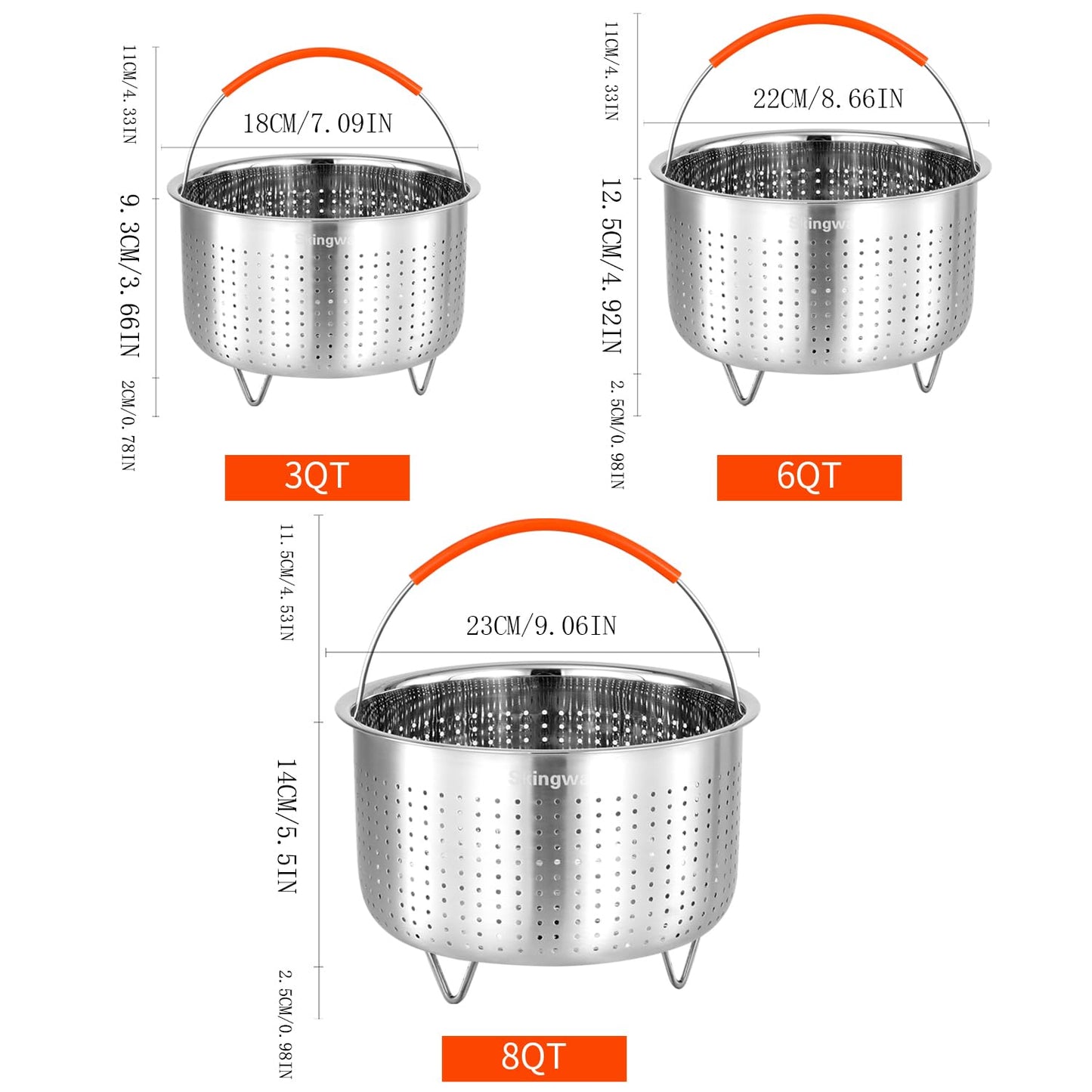 Steamer Basket for Instant Pot, Stainless Steel Vegetable Steamer Basket Insert for Pots (3qt)