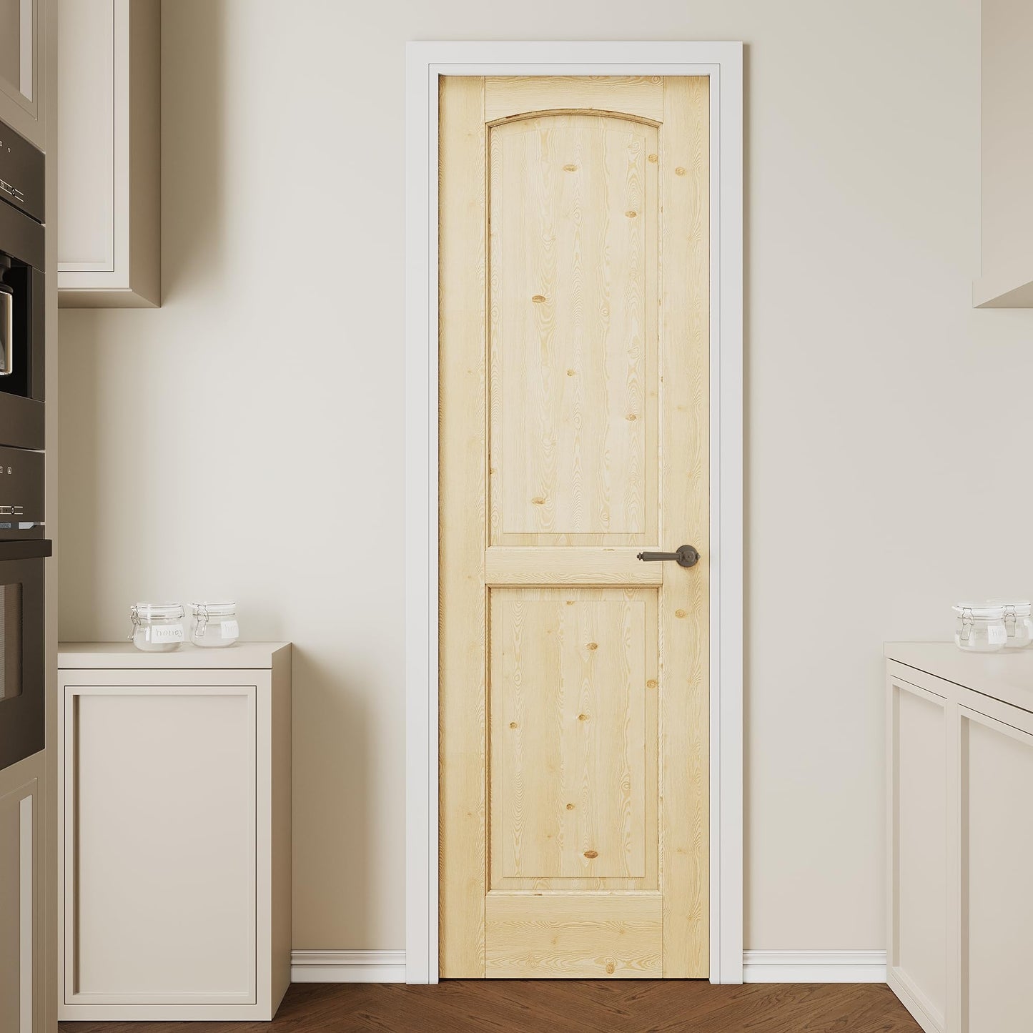 CRUTOP 24''x80'' Arch Top Pine Wood Door Slab Shaker, Solid Core Panel for Prehung Doors, Barn Doors; for Pantry, Bedroom, Closet, Laundry Room, Bedroom, Reday to Stain