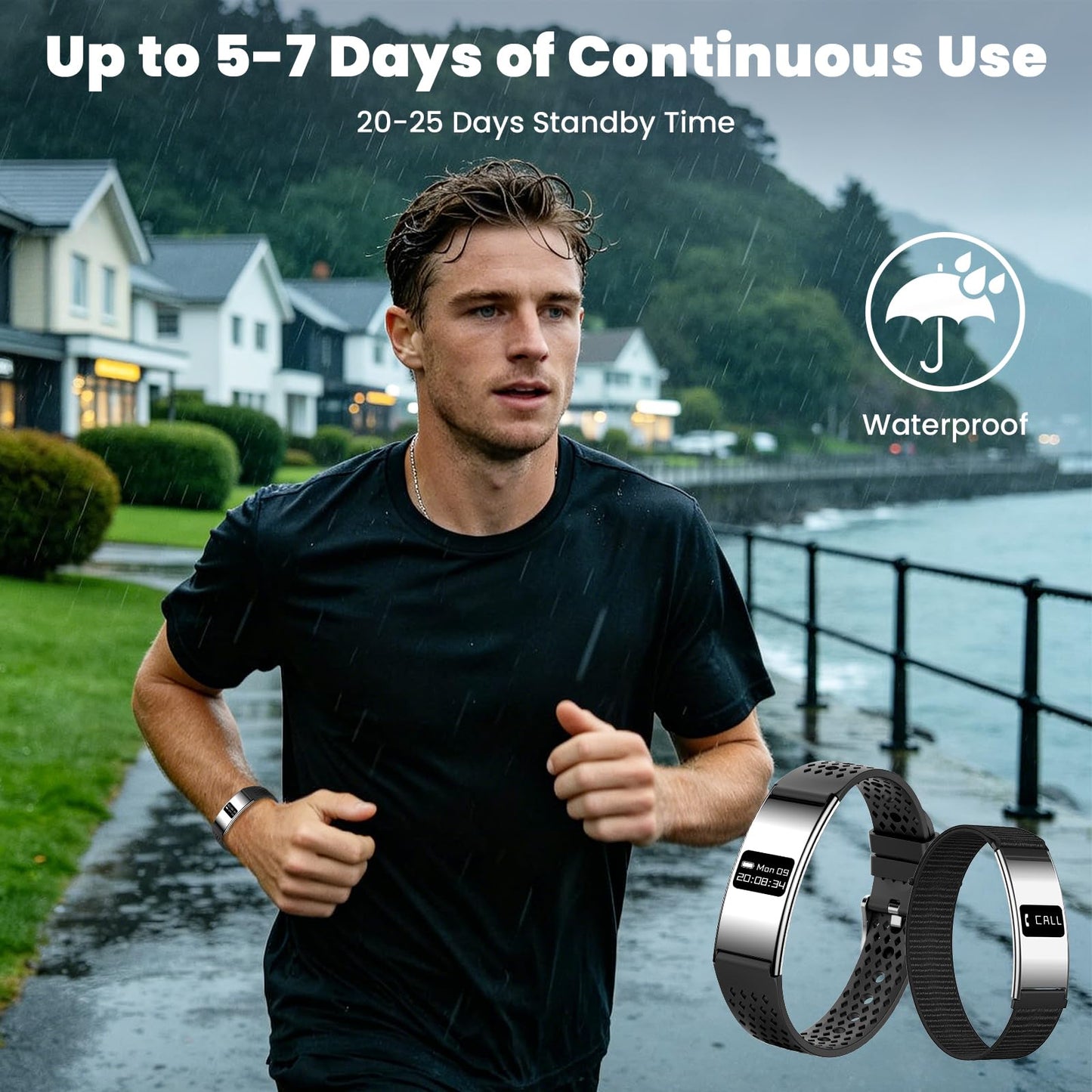 Smart Fitness Tracker with 24/7 Heart Rate, Sleep Tracking, IPX8 Waterproof, HD Display, 24+ Sports Modes, Pedometer, Phone Notifications, Music Control(Silver)