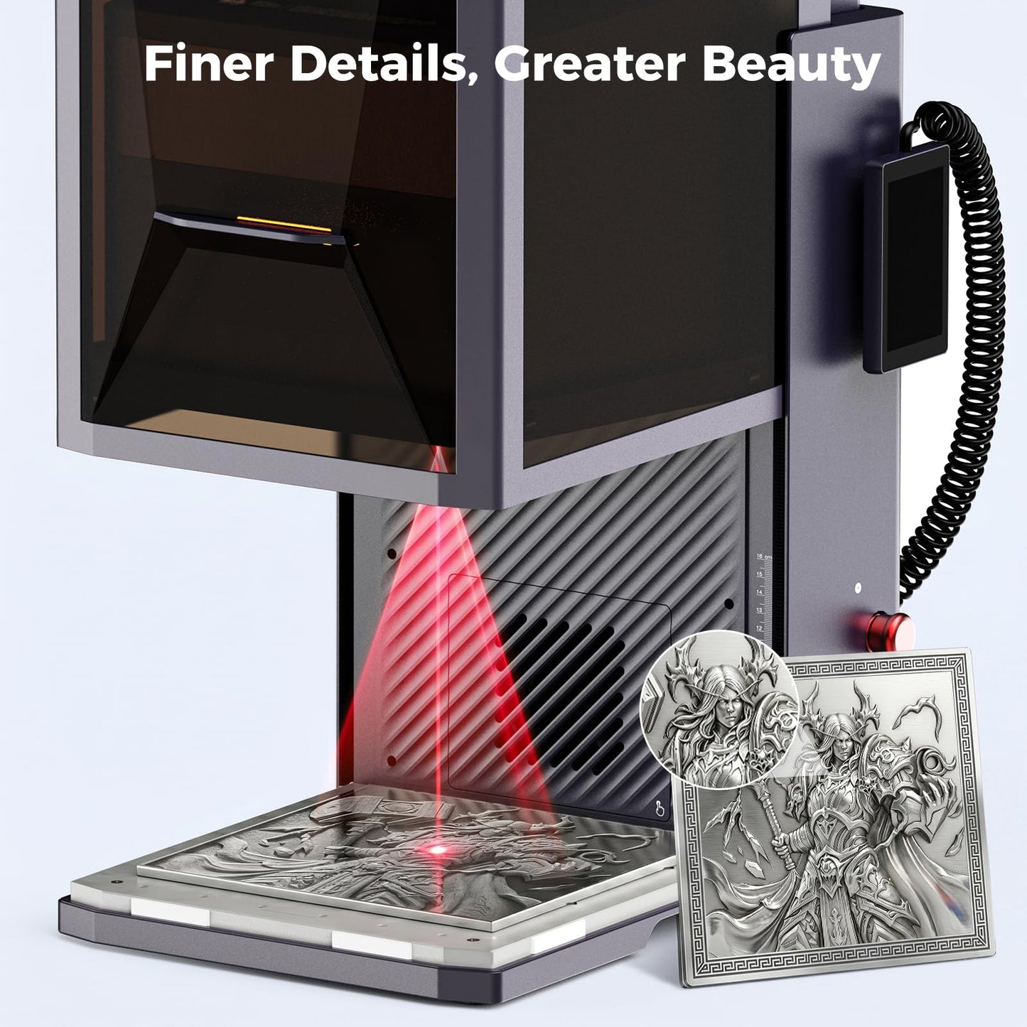 Creality Falcon T1 20W Fiber Laser Engraver, 10000mm/s Ultra Fast Laser Engraver and Cutter Machine for Metal,Wood,Jewelry,HD Smart Camera,Class 1 Certification, Auto Feed&Convey,AI Powered Simplicity